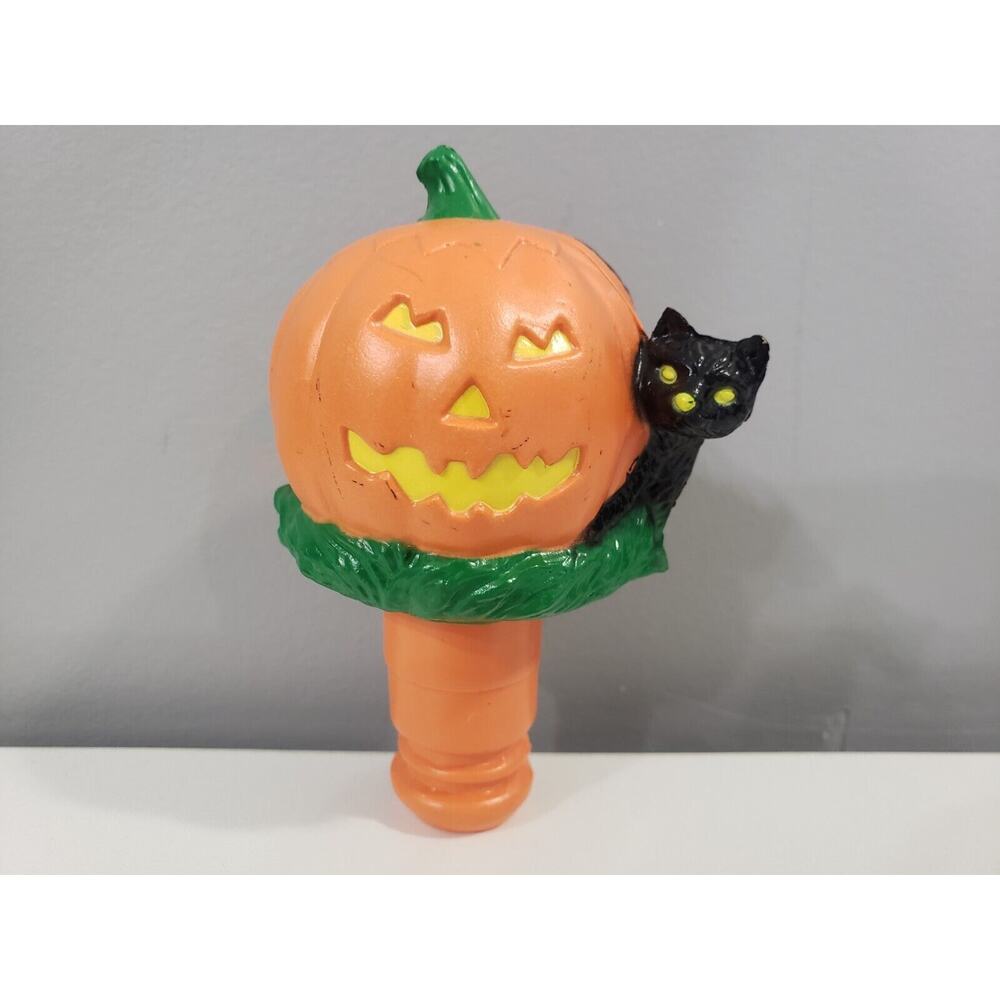 VTG HALLOWEEN JACK O’ LANTERN‎ AND BLACK CAT BLOW MOLD CANDY TOPPER 4" RARE